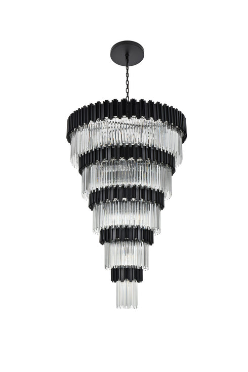 Elegant Lighting Willow 39 Light Pendant D48 Inch H79 Inch L45 Black in Black and Clear Finish Model: 3400GR48BK