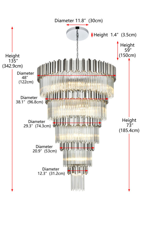 Elegant Lighting Willow 39 Light Pendant D48 Inch H79 Inch L45 Chrome in Chrome and Clear Finish Model: 3400GR48C