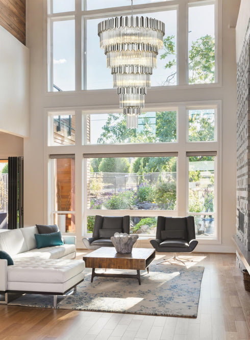 Elegant Lighting Willow 39 Light Pendant D48 Inch H79 Inch L45 Chrome in Chrome and Clear Finish Model: 3400GR48C