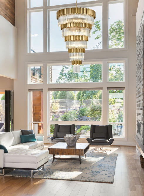 Elegant Lighting Willow 39 Light Pendant D48 Inch H79 Inch L45 Satin Gold in Satin Gold and Clear Finish Model: 3400GR48SG