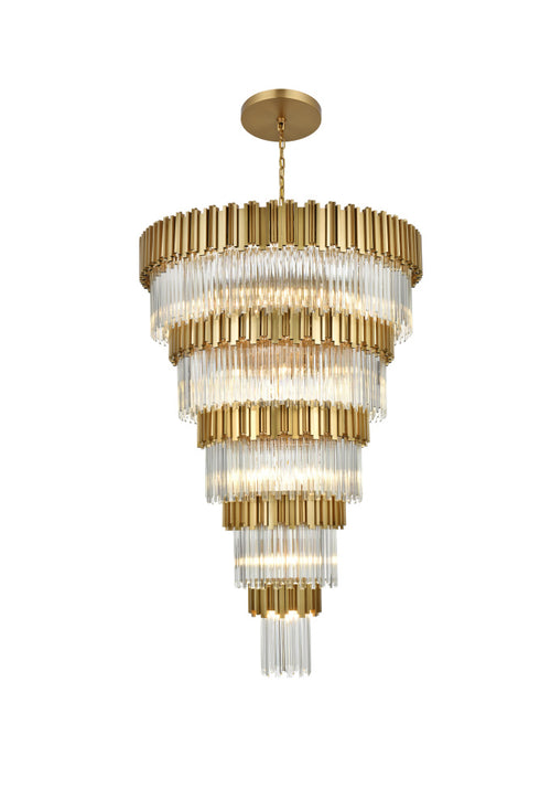 Elegant Lighting Willow 39 Light Pendant D48 Inch H79 Inch L45 Satin Gold in Satin Gold and Clear Finish Model: 3400GR48SG