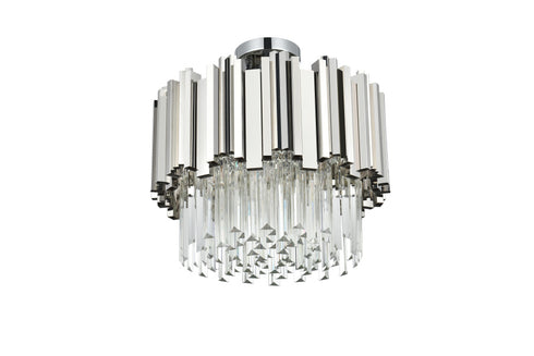 Elegant Lighting Willow 4 Light Flush Mount D16 Inch Chrome in Chrome and Clear Finish Model: 3400F16C