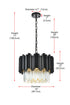 Elegant Lighting Willow 4 Light Pendant D16 Inch H14 Inch L3 Black in Black and Clear Finish Model: 3400D16BK