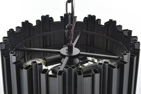Elegant Lighting Willow 4 Light Pendant D16 Inch H14 Inch L3 Black in Black and Clear Finish Model: 3400D16BK