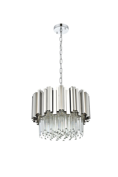 Elegant Lighting Willow 4 Light Pendant D16 Inch H14 Inch L3 Chrome in Chrome and Clear Finish Model: 3400D16C