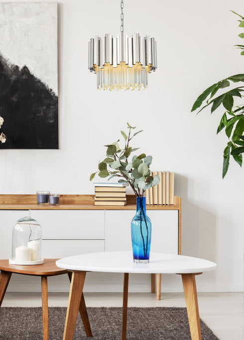 Elegant Lighting Willow 4 Light Pendant D16 Inch H14 Inch L3 Chrome in Chrome and Clear Finish Model: 3400D16C