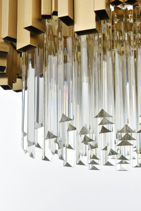 Elegant Lighting Willow 4 Light Pendant D16 Inch H14 Inch L3 Satin Gold in Satin Gold and Clear Finish Model: 3400D16SG