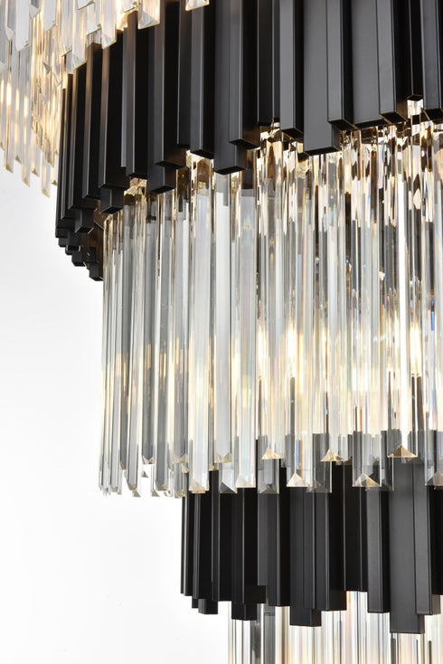 Elegant Lighting Willow 43 Light Pendant D59 Inch H79 Inch L45 Black in Black and Clear Finish Model: 3400GR59BK