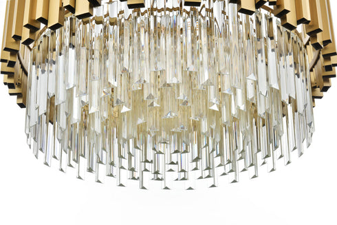 Elegant Lighting Willow 8 Light Pendant D24 Inch H14 Inch L8 Satin Gold in Satin Gold and Clear Finish Model: 3400D24SG
