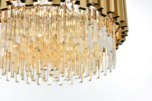 Elegant Lighting Willow 8 Light Pendant D24 Inch H14 Inch L8 Satin Gold in Satin Gold and Clear Finish Model: 3400D24SG