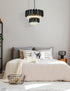 Elegant Lighting Willow 8 Light Pendant D24 Inch H19 Inch L6 Black in Black and Clear Finish Model: 3400G24BK