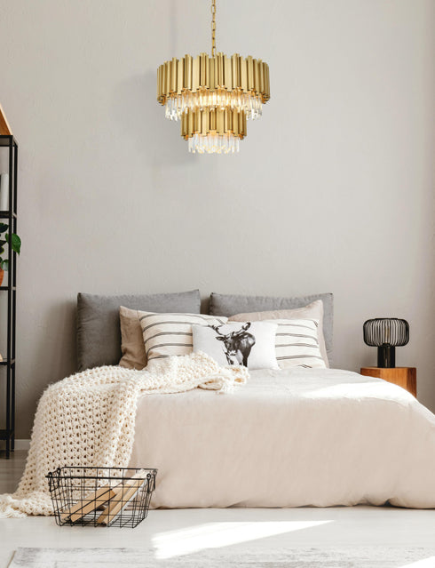 Elegant Lighting Willow 8 Light Pendant D24 Inch H19 Inch L6 Satin Gold in Satin Gold and Clear Finish Model: 3400G24SG