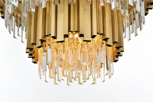Elegant Lighting Willow 8 Light Pendant D24 Inch H19 Inch L6 Satin Gold in Satin Gold and Clear Finish Model: 3400G24SG