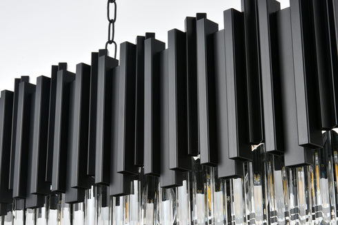 Elegant Lighting Willow 9 Light Pendant L36.5 Inch W14 Inch H14 Inch L9 Black in Black and Clear Finish Model: 3401G36BK