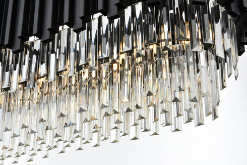 Elegant Lighting Willow 9 Light Pendant L36.5 Inch W14 Inch H14 Inch L9 Black in Black and Clear Finish Model: 3401G36BK