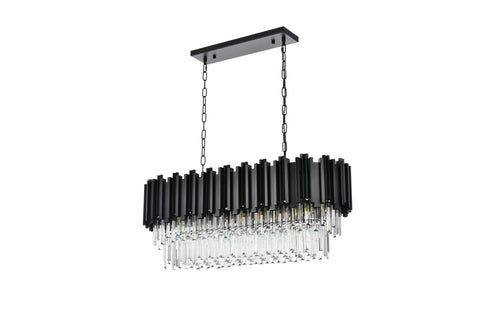 Elegant Lighting Willow 9 Light Pendant L36.5 Inch W14 Inch H14 Inch L9 Black in Black and Clear Finish Model: 3401G36BK