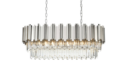 Elegant Lighting Willow 9 Light Pendant L36.5 Inch W14 Inch H14 Inch L9 Chrome in Chrome and Clear Finish Model: 3401G36C