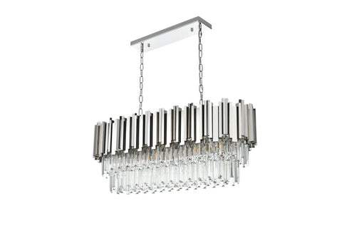 Elegant Lighting Willow 9 Light Pendant L36.5 Inch W14 Inch H14 Inch L9 Chrome in Chrome and Clear Finish Model: 3401G36C