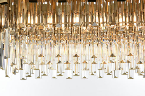 Elegant Lighting Willow 9 Light Pendant L36.5 Inch W14 Inch H14 Inch L9 Satin Gold in Satin Gold and Clear Finish Model: 3401G36SG