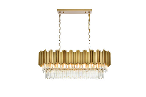 Elegant Lighting Willow 9 Light Pendant L36.5 Inch W14 Inch H14 Inch L9 Satin Gold in Satin Gold and Clear Finish Model: 3401G36SG