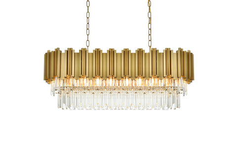 Elegant Lighting Willow 9 Light Pendant L36.5 Inch W14 Inch H14 Inch L9 Satin Gold in Satin Gold and Clear Finish Model: 3401G36SG