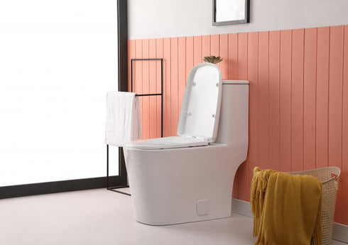 Elegant Lighting Winslet One piece Floor Square Toilet 27x14x31 Inch in White Model: TOL2003