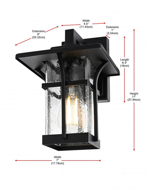 Elegant Lighting Woodstock 7 inch Outdoor Pendant in Black Model: OD345W11BK