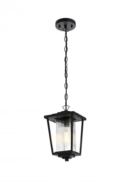 Elegant Lighting York 7 inch Outdoor Pendant in Black Model: OD305H13BK