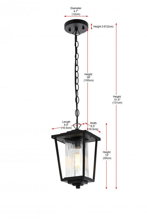Elegant Lighting York 7 inch Outdoor Pendant in Black Model: OD305H13BK
