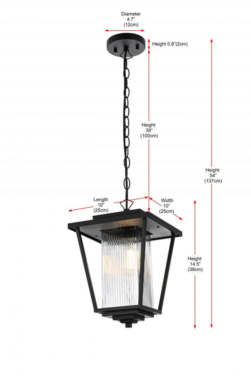 Elegant Lighting York 7 inch Outdoor Pendant in Black Model: OD305H15BK
