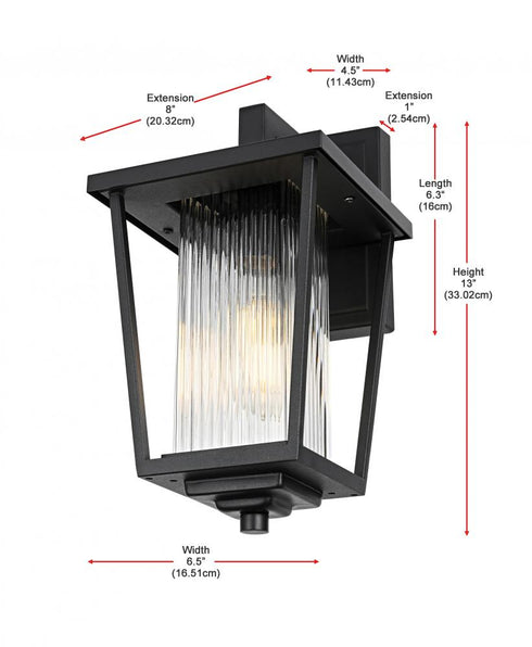 Elegant Lighting York 7 inch Outdoor Pendant in Black Model: OD305W13BK