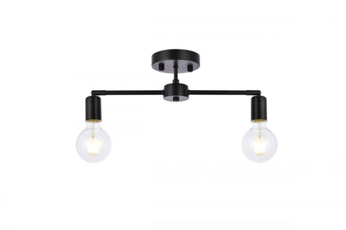 Elegant Lighting Zane 2 lights black flush mount Model: LD2348BK