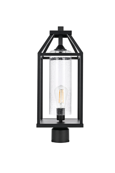 Elegant Lighting Zora 21 inch Outdoor Post light in Black in Black and Clear Finish Model: OD606P21BK