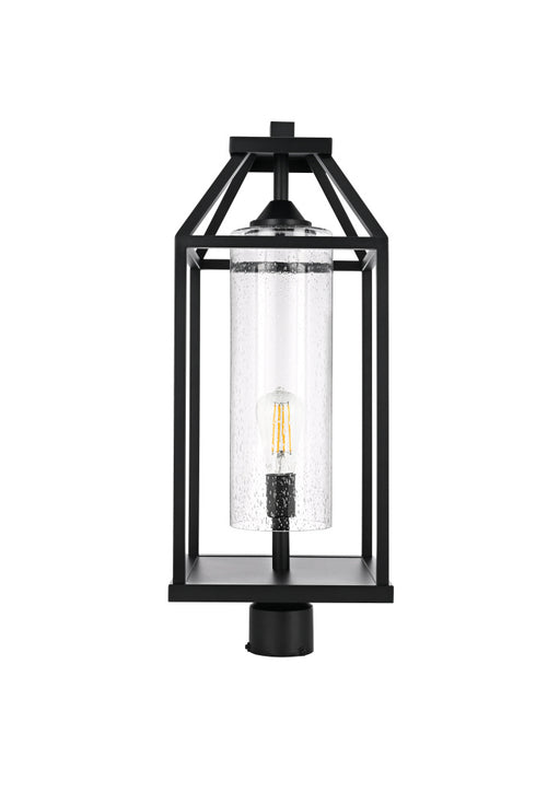 Elegant Lighting Zora 26 inch Outdoor Post light in Black in Black and Clear Finish Model: OD606P26BK