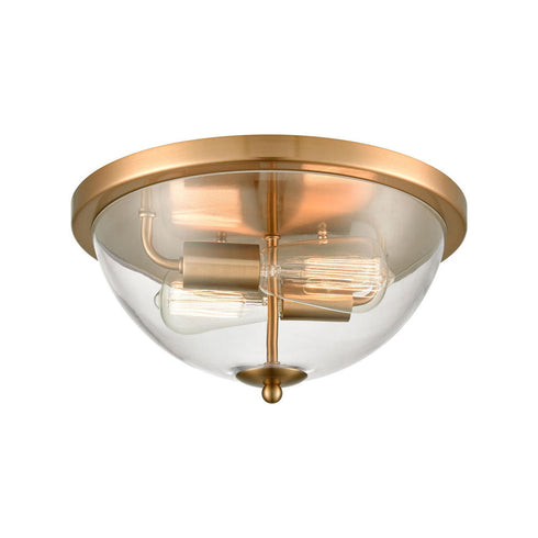 Elk 2 Light FLUSH MOUNT in Satin Gold Finish Model: CN280235