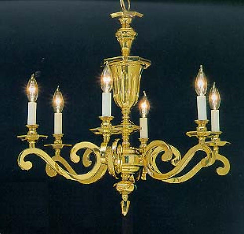 Elk 6 Light CHANDELIER in Solid Cast Brass Finish Model: 3123/6