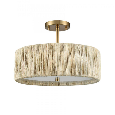 Elk Abaca 16.75 Inch Wide 3 Light Semi Flush Mount Satin Brass Model: 32469/3