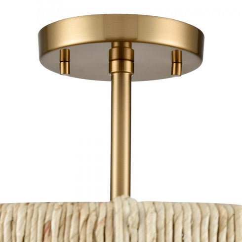 Elk Abaca 16.75 Inch Wide 3 Light Semi Flush Mount Satin Brass Model: 32469/3