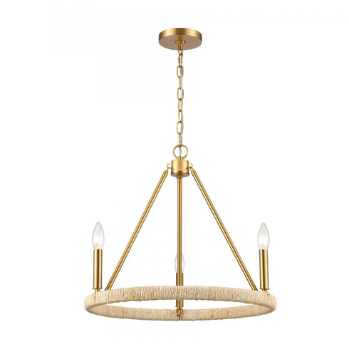 Elk Abaca 20 Inch Wide 3 Light Chandelier in Brushed Gold Model: 32473/3