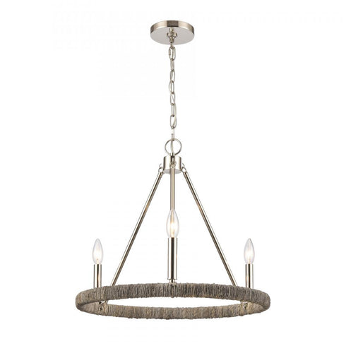 Elk Abaca 20 Inch Wide 3 Light Chandelier in Polished Nickel Model: 32483/3