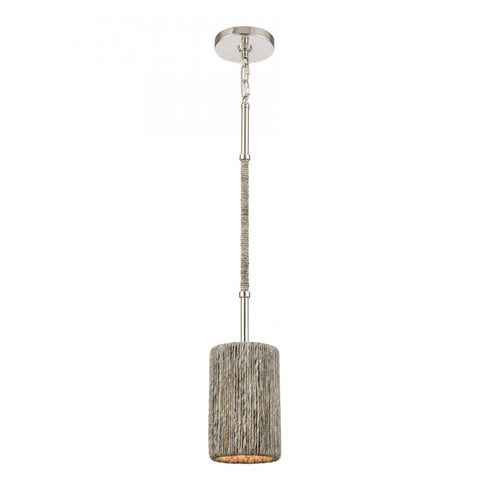 Elk Abaca 5.25 Inch Wide 1 Light Mini Pendant in Polished Nickel Model: 32475/1