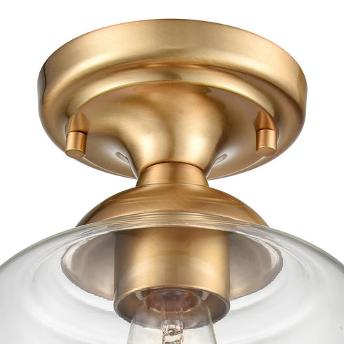 Elk Agnes 8 Inch Wide 1 Light Semi Flush Mount in Satin Brass Model: 81564/1