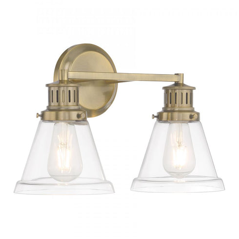 Elk Alden 16.25 Inch Wide 2 Light Vanity Light in Antique Brass Clear Model: 2402-AN-CL