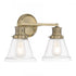 Elk Alden 16.25 Inch Wide 2 Light Vanity Light in Antique Brass Clear Model: 2402-AN-CL