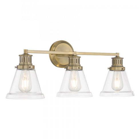 Elk Alden 26 Inch Wide 3 Light Vanity Light in Antique Brass Clear Model: 2403-AN-CL