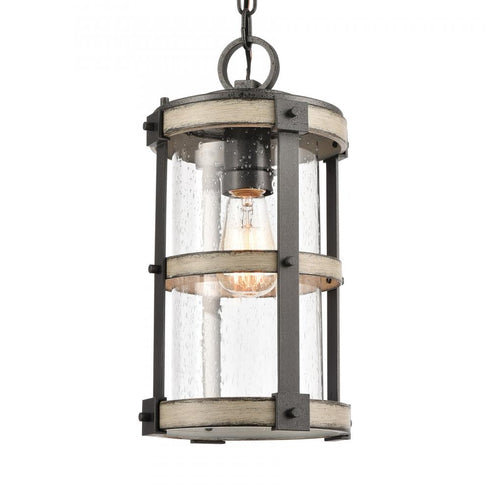 Elk Annenberg 8 Inch Wide 1 Light Outdoor Pendant in Anvil Iron Model: 89147/1