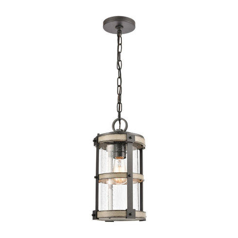 Elk Annenberg 8 Inch Wide 1 Light Outdoor Pendant in Anvil Iron Model: 89147/1