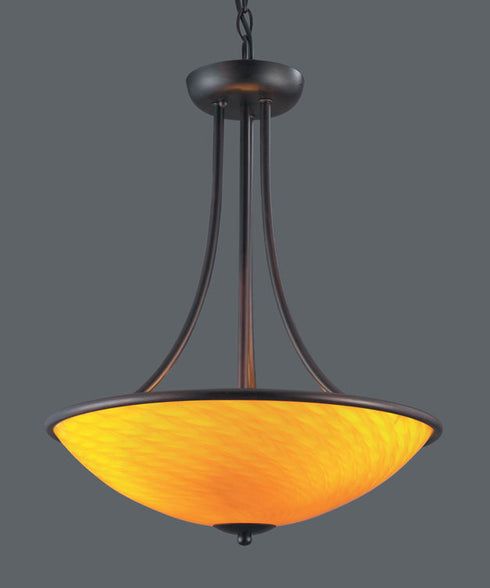 Elk Arco Baleno 3 Light Pendant in Dark Rust with Canary Yellow Model: 418-3CN-DR