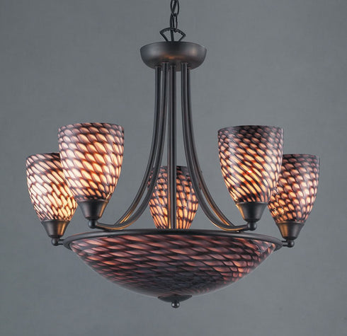 Elk Arco Baleno CHANDELIER in Dark Rust Finish Model: 419-5+3PV-DR