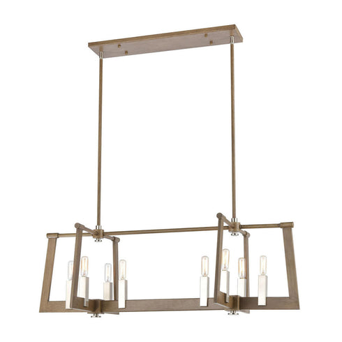 Elk Axis 8 Light CHANDELIER in Light Wood Satin Nickel Satin Nickel Finish Model: 55055/8